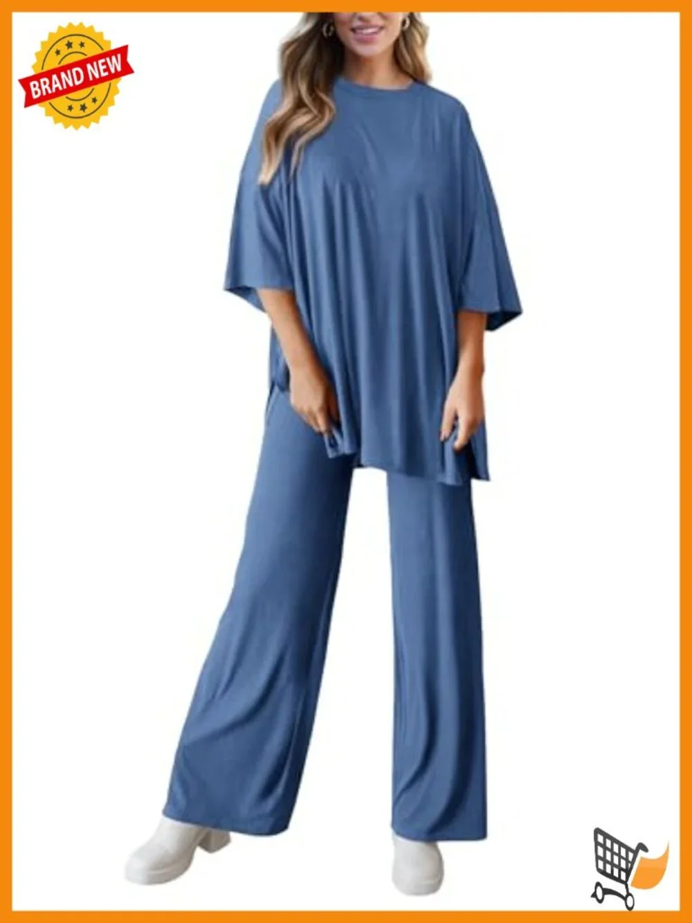 Two Piece Lounge Set Short Sleeve Top Wide Leg Pants Matching Set Travel Outfit